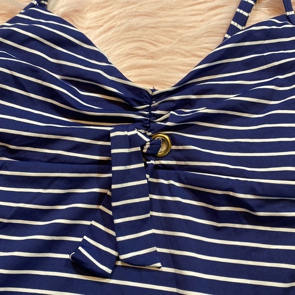 BEACH by Melissa Odabash One Piece Blue White Stripe Swimsuit sz S - Picture 4 of 9